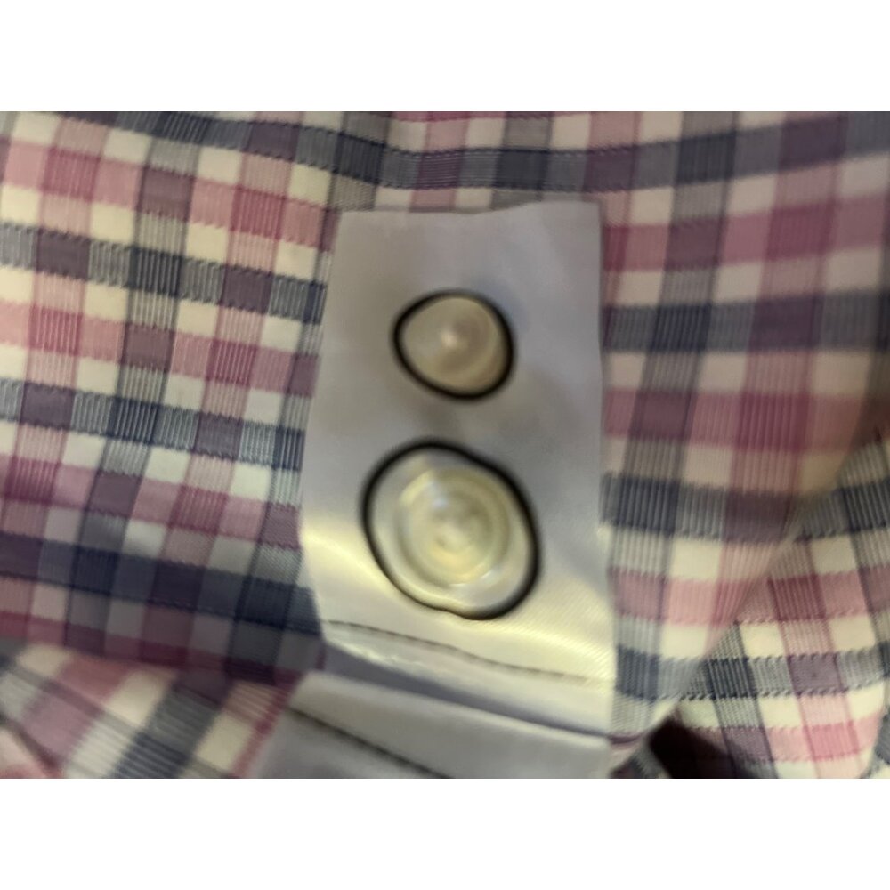 Untuckit Shirt Mens M Slim Fit Wrinkle Free Blue Pink Plaid Long Sleeve Used - Picture 5 of 13
